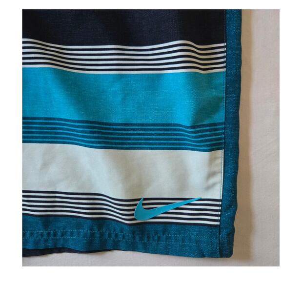 Unique discontinued Nike Perry Ellis Europe Stripe Swim Trunks Men M Blue White - Picture 4 of 5